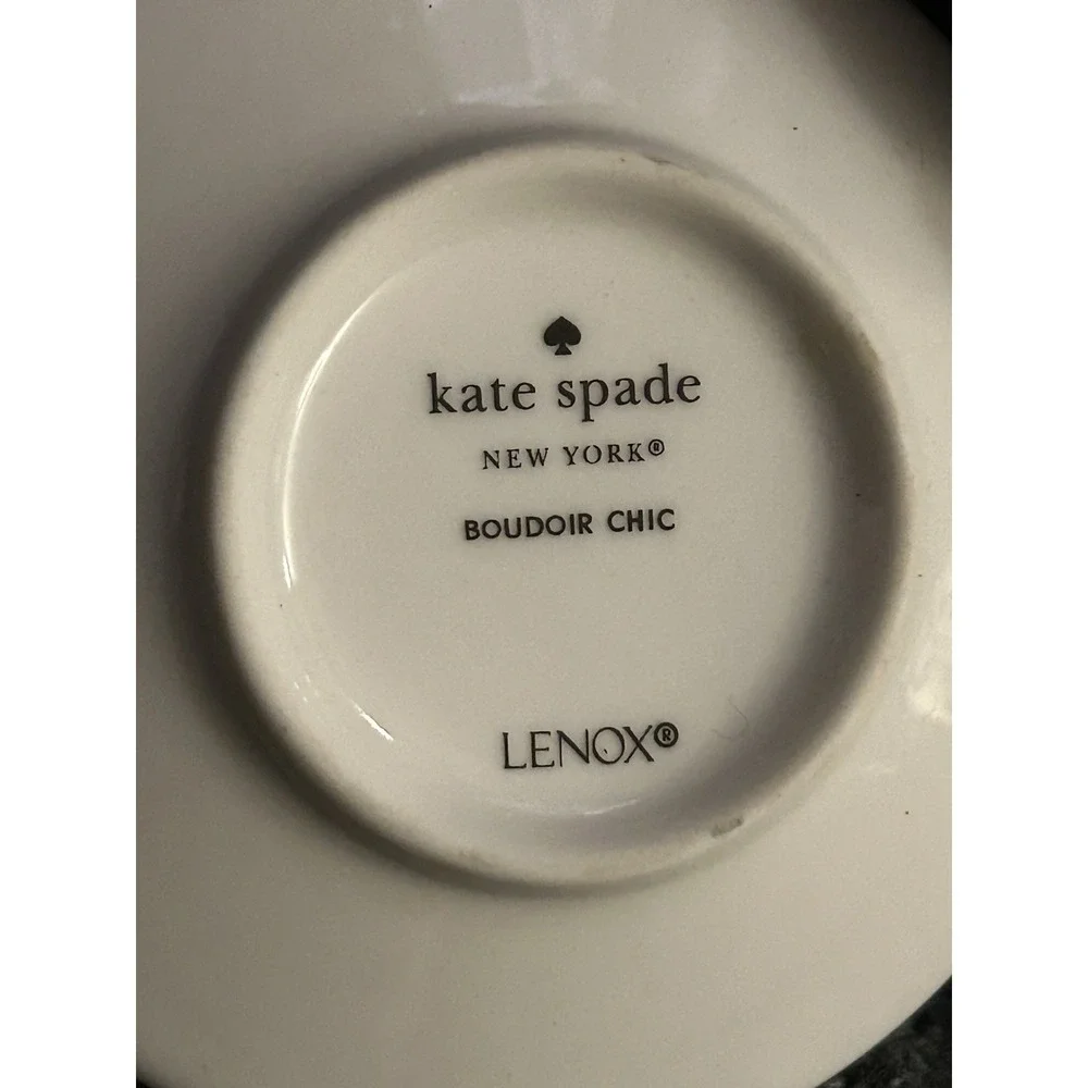 Kate Spade x Lenox (Porcelain) Boudoir Chic Ring Trinket Dish (3.5 Inches) Trim